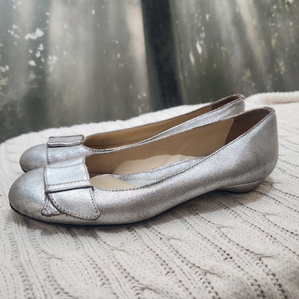 Faconnable Women's Metallic Leather Flats